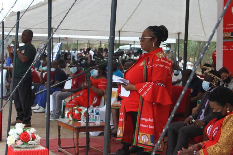 An official makes a speech during the event