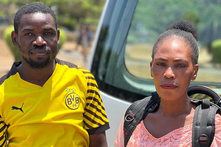 Innocent poses with his wife