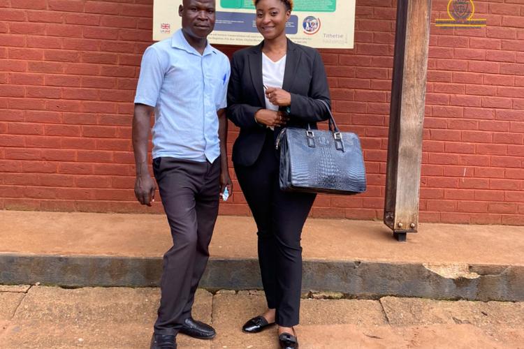 Counsel Chikondi poses with Kalawa after court
