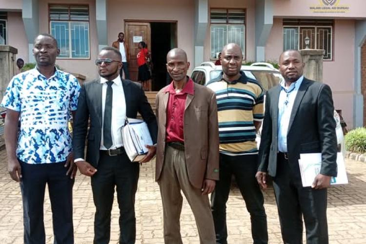 From left to right: Luka Sikelo, Counsel Kelvin Nyasulu, Aubrey Mwakhwawa, Gift Manda and LAO Martin Kumwenda