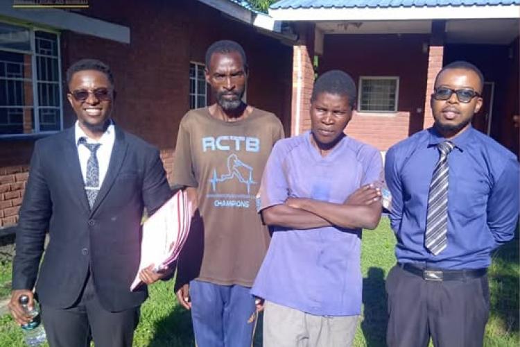 Counsel Mmangitsa (far left) with Ziba (far right) and the two clients